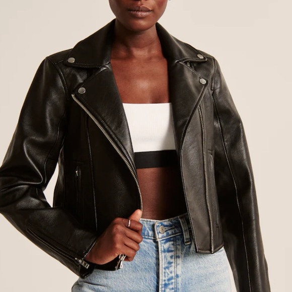 Abercrombie & Fitch Vegan Leather Moto Jacket - Picture 11 of 13